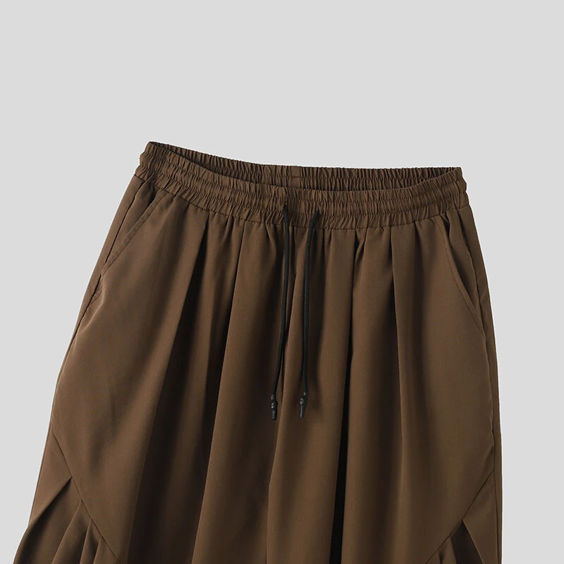 (image for) INCERUN Mens Casual Deconstructed Pleated Carrot Pant Casual Daily Solid Color Design Long Trousers Male S-5XL