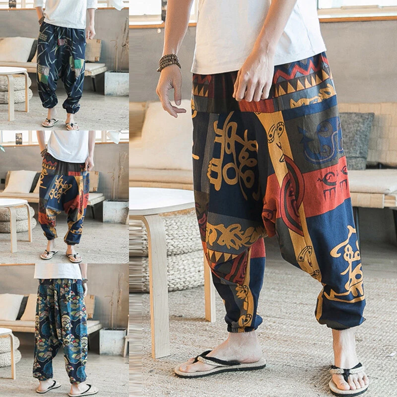 (image for) INCERUN Mens Pant Ethnic Pattern Printe Floral Harem Yoga Baggy Pants