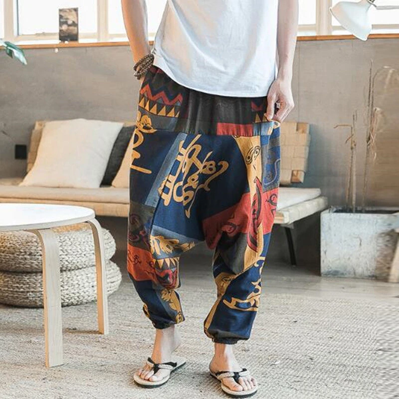 (image for) INCERUN Mens Pant Ethnic Pattern Printe Floral Harem Yoga Baggy Pants